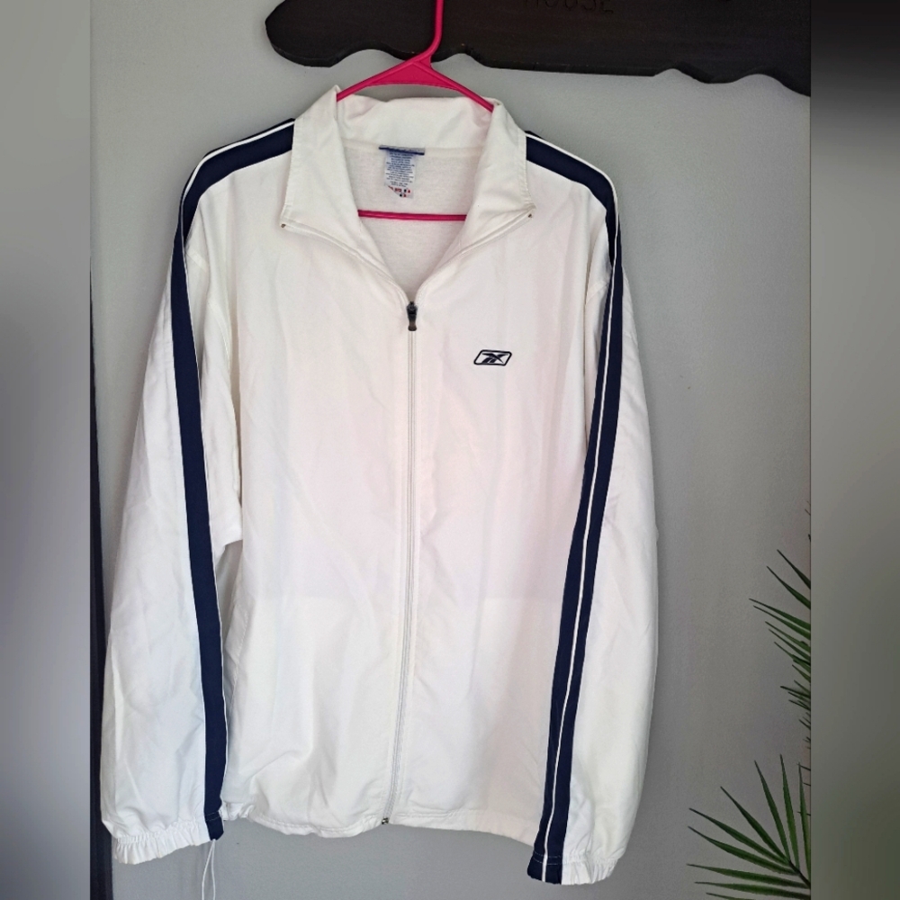 Vintage Reebok Men's White and Navy Jacket Size Large NWOT